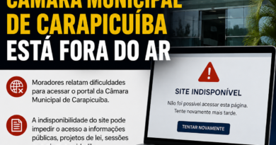 Site da Câmara de Carapicuiba fica fora do ar e dificulta acesso da população