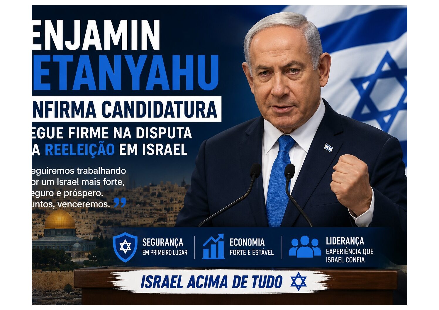Benjamin Netanyahu confirma candidatura e segue firme na disputa pela reeleição em Israel