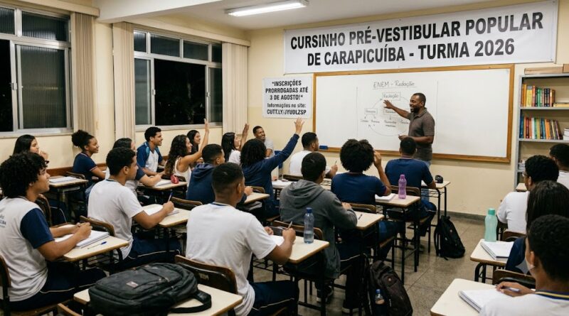 Prefeitura de Carapicuíba prorroga inscrições para o Cursinho Pré-Vestibular 2026