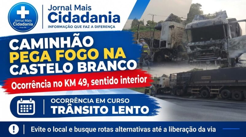 Incêndio atinge veículo na Rodovia Castello Branco (SP-280), em Araçariguama Incêndio atinge veículo na Rodovia Castello Branco (SP-280), em Araçariguama